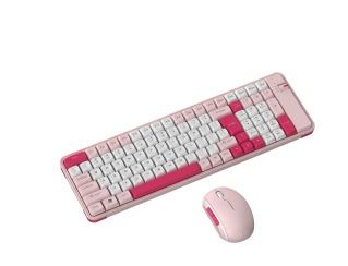 QW06 Office Entertainment Dual Mode Color Keyboard and Mouse Set Wireless Bluetooth Universal Keyboard Girls High-Value Set - Discount Msrp 
