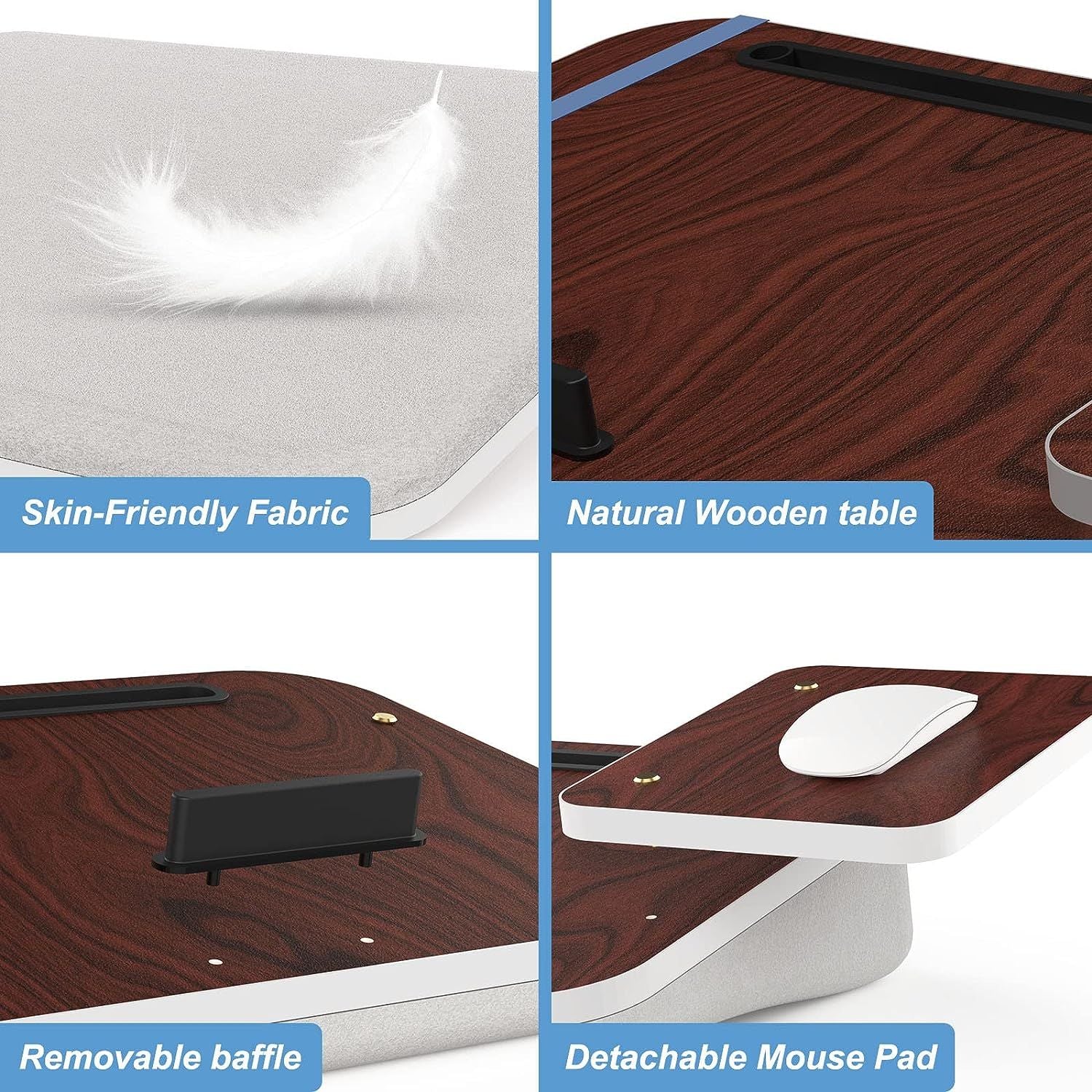 Lap Desk with Cushion, Tablet Holder and Detachable Mouse Tray, Fits Up to 16.1 Inches Laptops, Lap Desk for Bed Couch Sofa and Table - Discount Msrp 