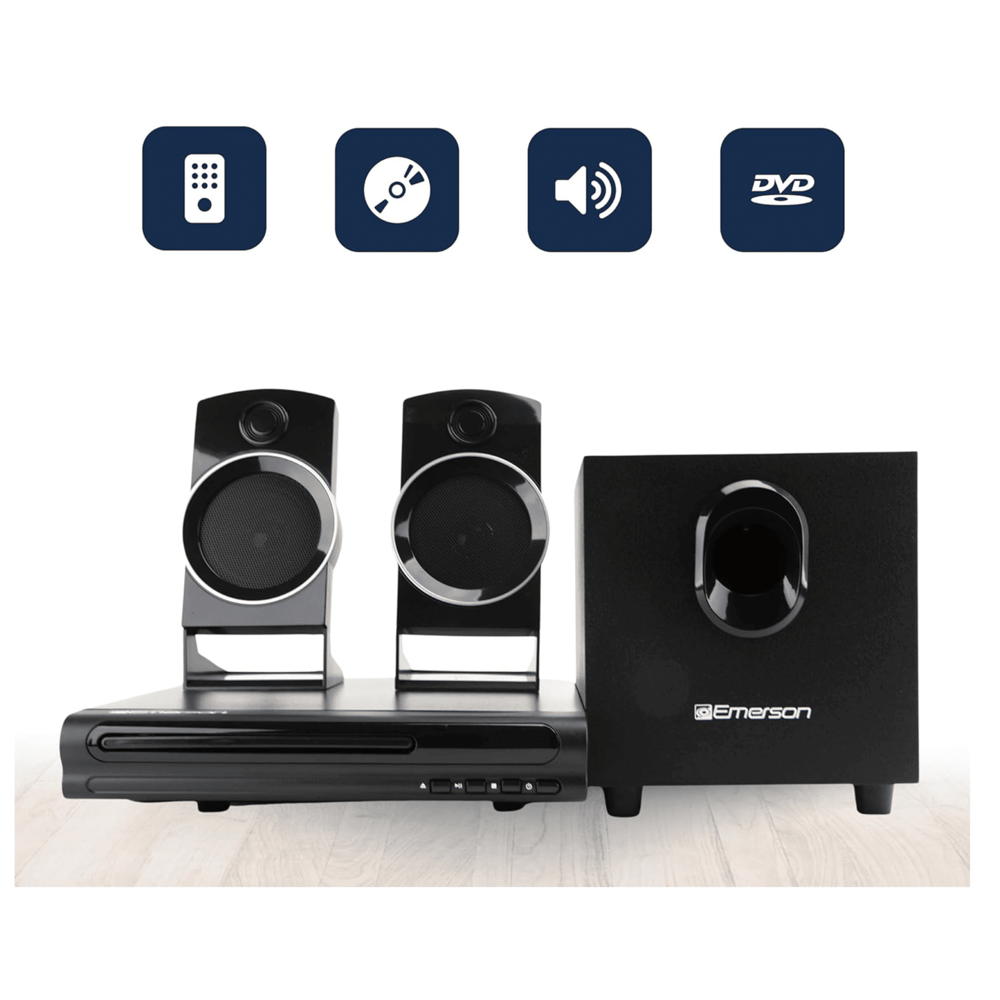 Emerson Speaker Surround Sound System & 2.1 Channel Home Theater DVD Player - Discount Msrp 
