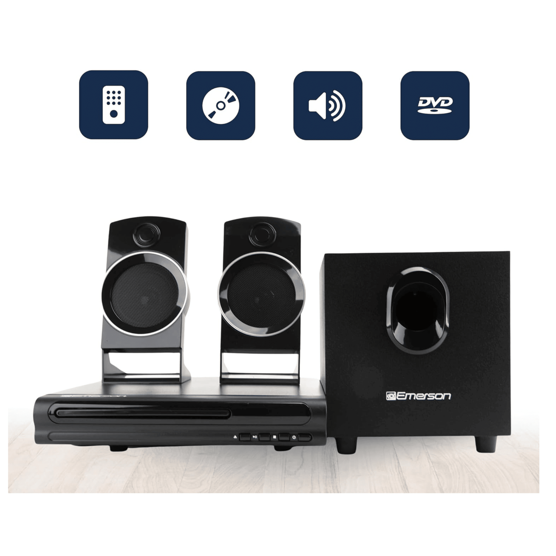 Emerson Speaker Surround Sound System & 2.1 Channel Home Theater DVD Player - Discount Msrp 