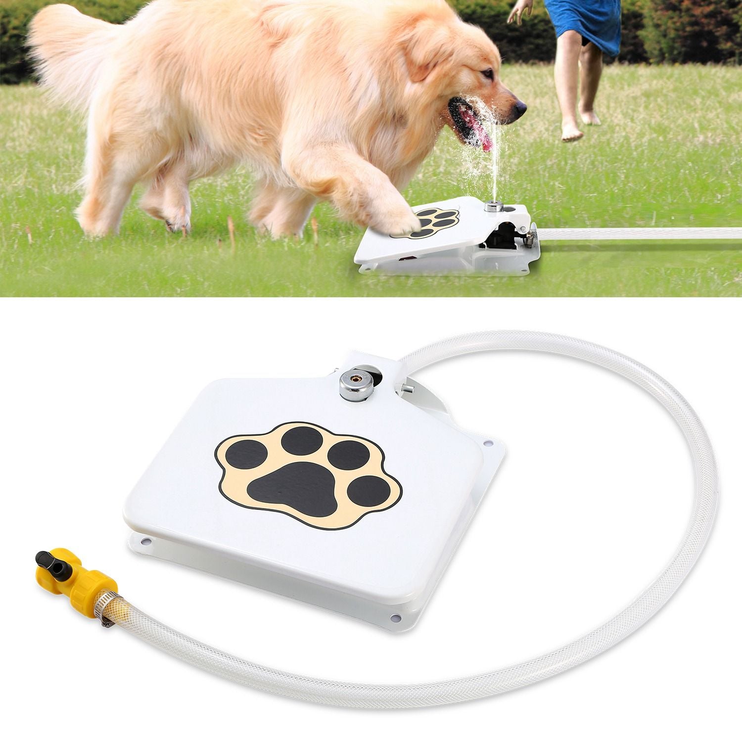 Dog Water Fountain Outdoor Dog Pet Water Dispenser Step-on Activated Sprinkler - Discount Msrp 