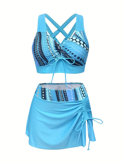 Ladies' two-piece sky blue quick drying bikini swimsuit covers flesh and appears slim - Discount Msrp 
