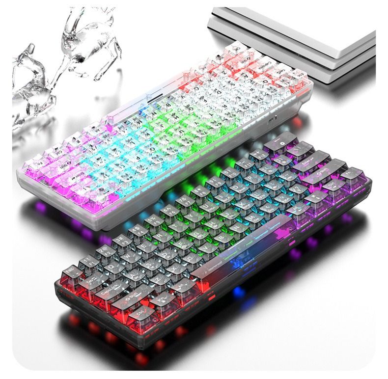 Wired Mechanical Keyboard Transparent Hot Swap Illuminated Office Gaming Gaming Mini Keyboard - Discount Msrp 