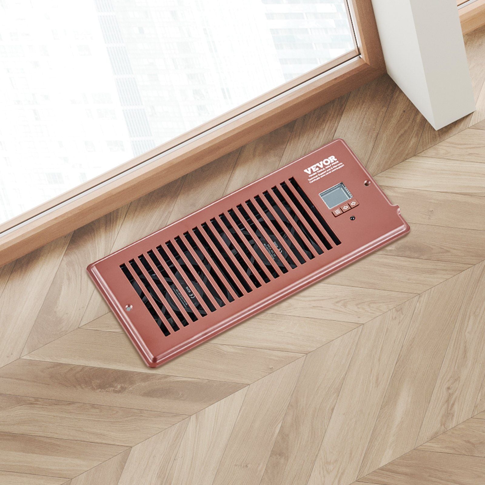 VEVOR Register Booster Fan, Quiet Vent Booster Fan Fits 4' x 10' Register Holes, with Remote Control and Thermostat Control, Adjustable Speed for Heating Cooling Smart Vent, Brown - Discount Msrp 