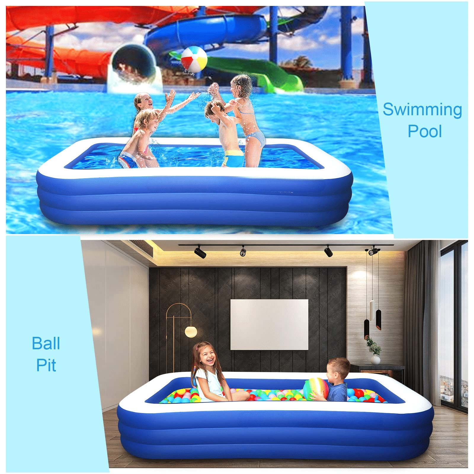 Inflatable Pool for Kids and Adults, 120" X 72" X 22" Oversized Thickened Family Swimming Pool - Discount Msrp 