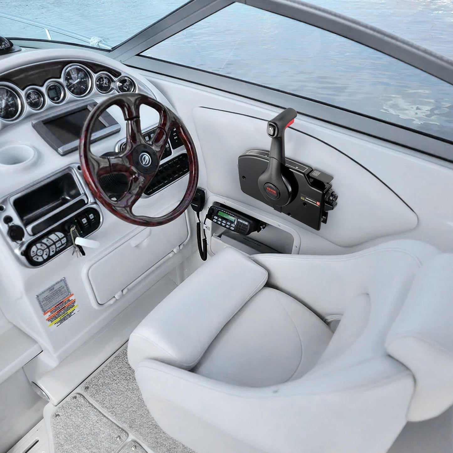 VEVOR Boat Throttle Control, 881170A13 Side-Mounted Outboard Remote Control Box for Mercury PT 4-Stroke, Marine Throttle Control Box with Power Trim Switch, 16.6 ft Harness 14 Pin, and Lanyard - Discount Msrp 