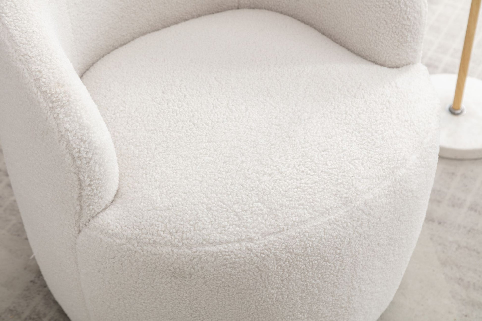 Teddy Fabric Swivel Accent Armchair Barrel Chair With Black Powder Coating Metal Ring,Ivory White - Discount Msrp 