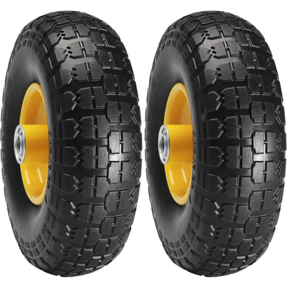 VEVOR Solid PU Run-Flat Tire Wheel, 10", 2-Pack, 400 lbs Dynamic Load, 450 lbs Static Load, Flat Free Tubeless Tires and Wheels for Hand Truck, Utility Cart, Dollies, Garden Trailers, Various Carts - Discount Msrp 