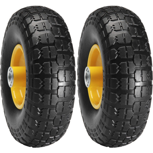 VEVOR Solid PU Run-Flat Tire Wheel, 10", 2-Pack, 400 lbs Dynamic Load, 450 lbs Static Load, Flat Free Tubeless Tires and Wheels for Hand Truck, Utility Cart, Dollies, Garden Trailers, Various Carts - Discount Msrp 