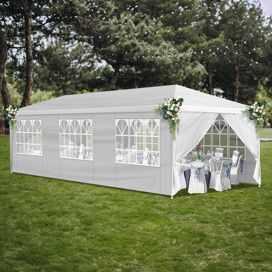 1 Set of 10'x30' Party Tent Canopy for Outdoor Weddings, Heavy-Duty Waterproof Event Shelter with Removable Sidewalls, Ideal for Parties, Booths, and Gatherings. - Discount Msrp 