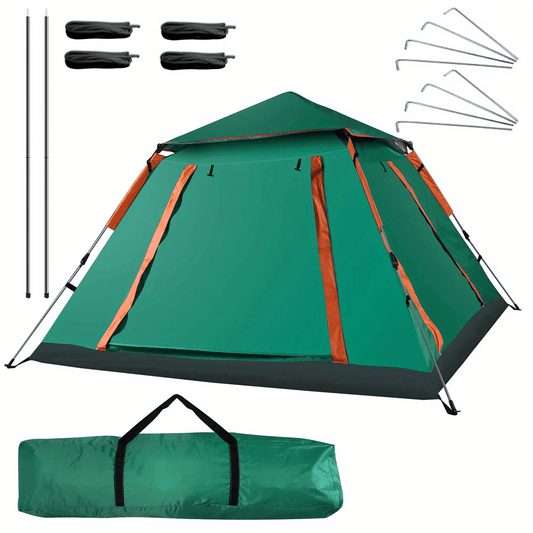 Muti-Person Outdoor Automatic Quick Opening Camping Tent with Mesh Windows. Made of Oxford Fabric, Comes with Portable Bag & Moisture - Proof Mat. Ideal for Family Camping, Fishing, Hunting - Discount Msrp 