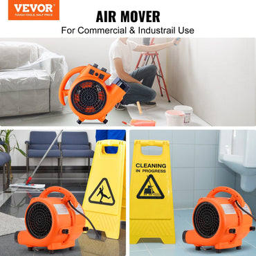 VEVOR Floor Blower, 1/4 HP, 1000 CFM Air Mover for Drying and Cooling, Portable Carpet Dryer Fan with 4 Blowing Angles and Time Function, for Janitorial, Home, Commercial, Industrail Use, ETL Listed - Discount Msrp 