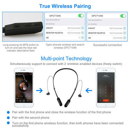 Wireless Neckband Headphones V4.2 Sweat-proof Sport Headsets Earbuds In-Ear Magnetic Neckbands Stereo Earphone - Discount Msrp 