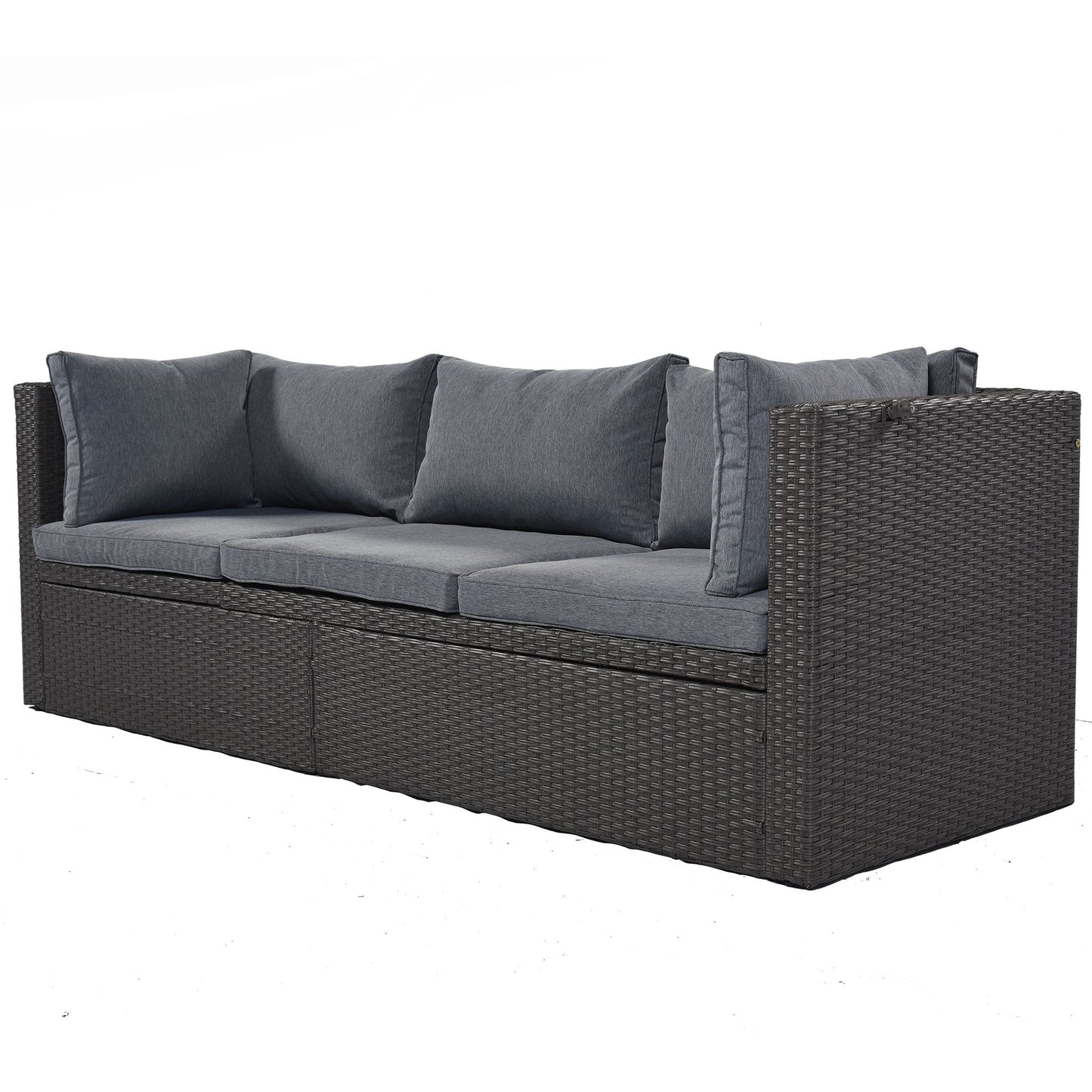 Outdoor Patio Rectangle Daybed with Retractable Canopy, Wicker Furniture Sectional Seating with Washable Cushions, Backyard, Porch - Discount Msrp 