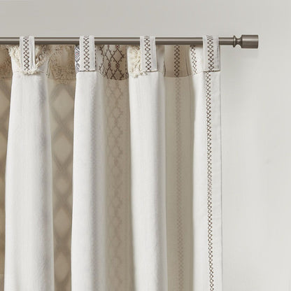 Cotton Printed Curtain Panel with Chenille Stripe and Lining(Only 1 Pc Panel) - Discount Msrp 