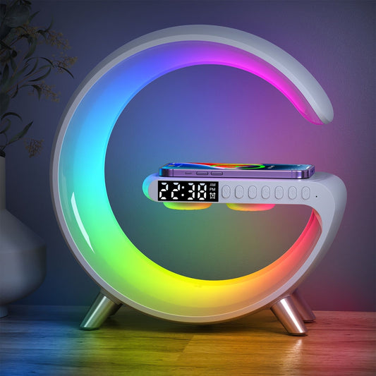 RGB Light Bar Smart Light Sunrise Alarm Clock; Dimmable Table Lamp With Fast Wireless Charger Alarm Clock For Heavy Sleepers Adults For Bedroom; Dorm; Gift - Discount Msrp 