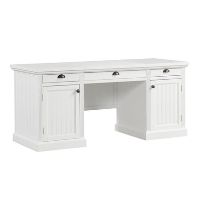 67''Modern Executive Desk,Computer Desk with 2 Storage Cabinet and 3 Drawers, Rectangle Home Office Desk with back ,Reading Desk,Writing Table,Workstation for Home Office,Living Room,study,White - Discount Msrp 