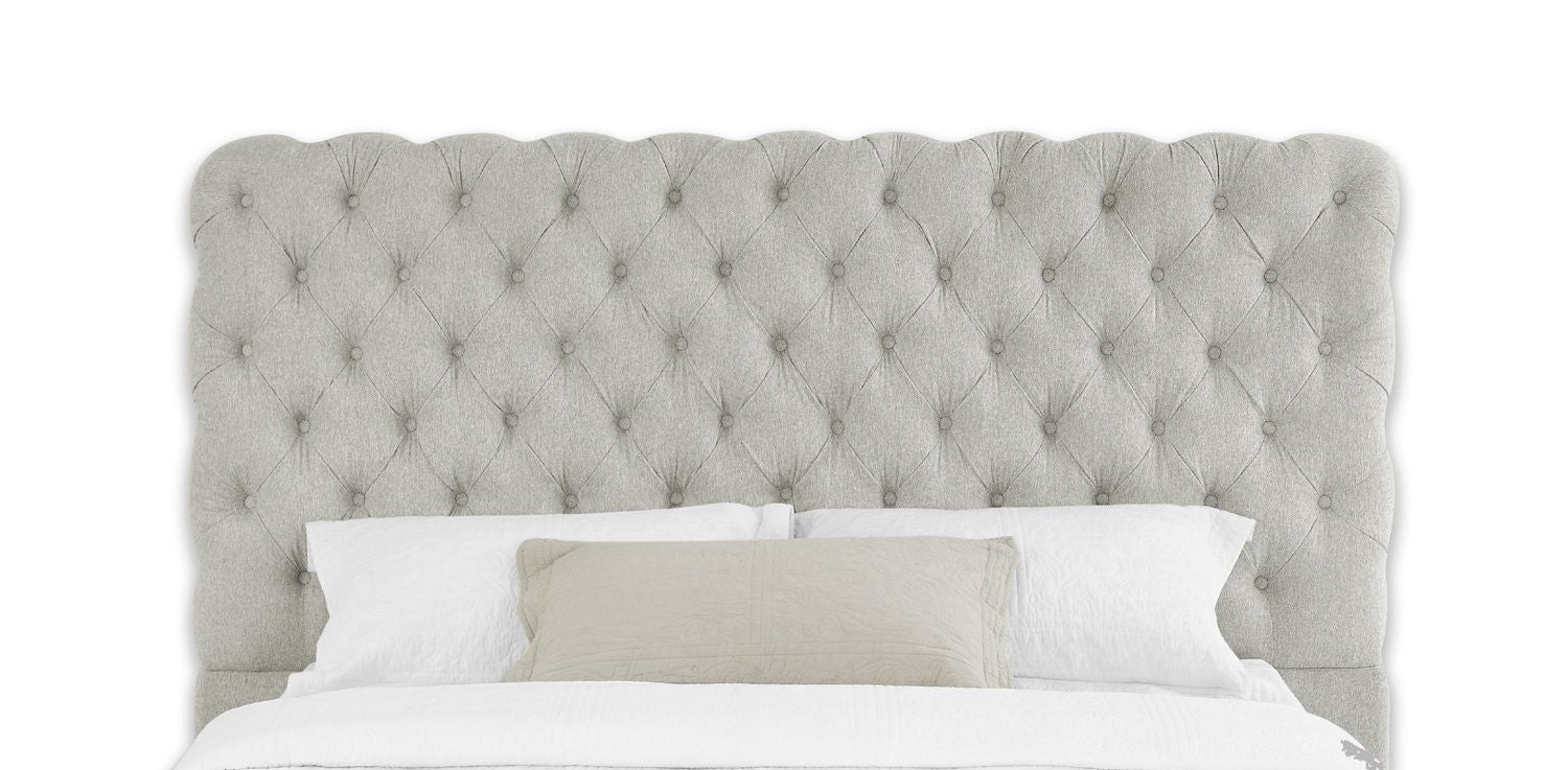 1pc Contemporary Upholstered Queen Bed Tufted Headboard and Footboard Bedroom Furniture Dove Gray - Discount Msrp 
