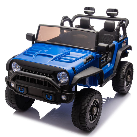 24V Two-Seater Kids Ride On Truck Car W/Parents Control,200w*2,Seat width 20.28in,Four-wheel Suspension,LED Lights,Music,MP3,Bluetooth,Two independent seat belts,Suitable for off-road For Kids Aged 3+ - Discount Msrp 