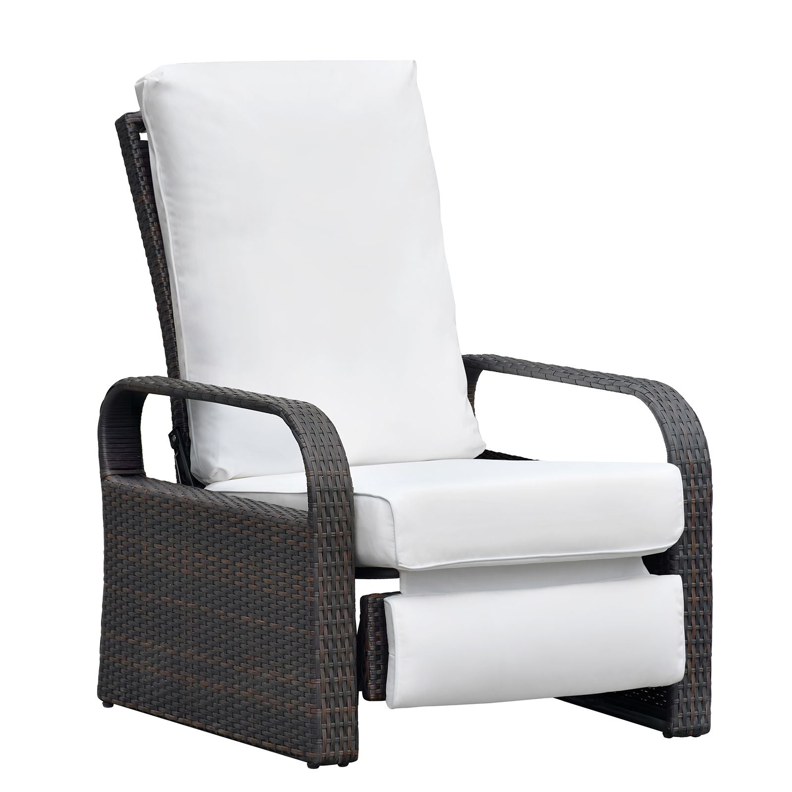Outdoor Recliner Chair; Automatic Adjustable Wicker Lounge Recliner Chair with 5.12'' Thicken Cushion - Discount Msrp 