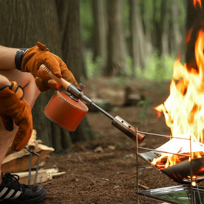 Outdoor camping extended flame-throwing gun stainless steel gun burning pig hair supplies camping straight handle handheld detachable igniter - Discount Msrp 
