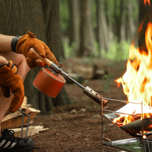 Outdoor camping extended flame-throwing gun stainless steel gun burning pig hair supplies camping straight handle handheld detachable igniter - Discount Msrp 