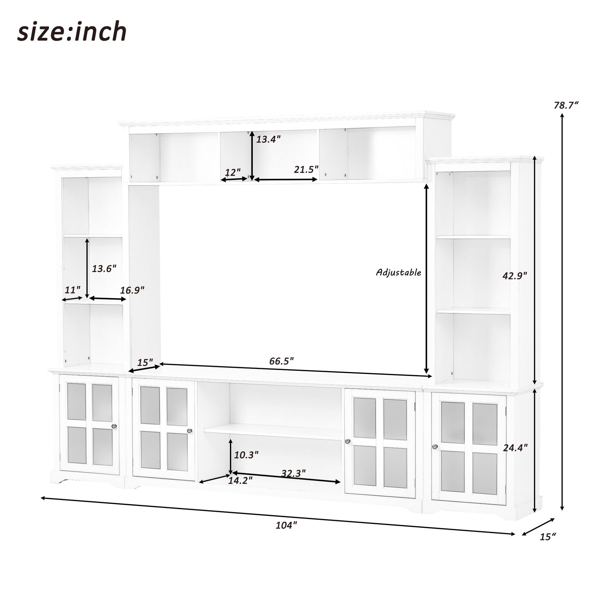 [VIDEO provided] ON-TREND Minimalism Entertainment Wall Unit with Bridge, Modern TV Console Table for TVs Up to 70", Multifunctional TV Stand with Tempered Glass Door, White (Old SKU: SD000009AAK) - Discount Msrp 