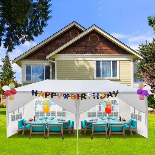 10'x20' Outdoor Party Tent with 6 Removable Sidewalls; Waterproof Canopy Patio Wedding Gazebo; White - Discount Msrp 