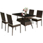 5 Pieces Rattan Dining Set with Glass Table and High Back Chair - Discount Msrp 
