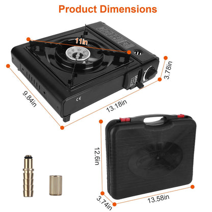 3300W Portable Camping Stove Butane Canister Dual Fuel Burner Piezo Electric Ignition Single Burner with Automatic Tank Ejection Overpressure Cut Off Carry Case for Camping Hiking Picnic Fishing - Discount Msrp 