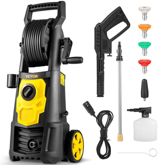 VEVOR Electric Pressure Washer, 2000 PSI, Max 1.65 GPM Power Washer w/ 30 ft Hose & Reel, 5 Quick Connect Nozzles, Foam Cannon, Portable to Clean Patios, Cars, Fences, Driveways, ETL Listed - Discount Msrp 