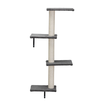5 Pcs Wall Mounted Cat Climber Set; Floating Cat Shelves and Perches; Cat Activity Tree with Scratching Posts; Modern Cat Furniture - Discount Msrp 