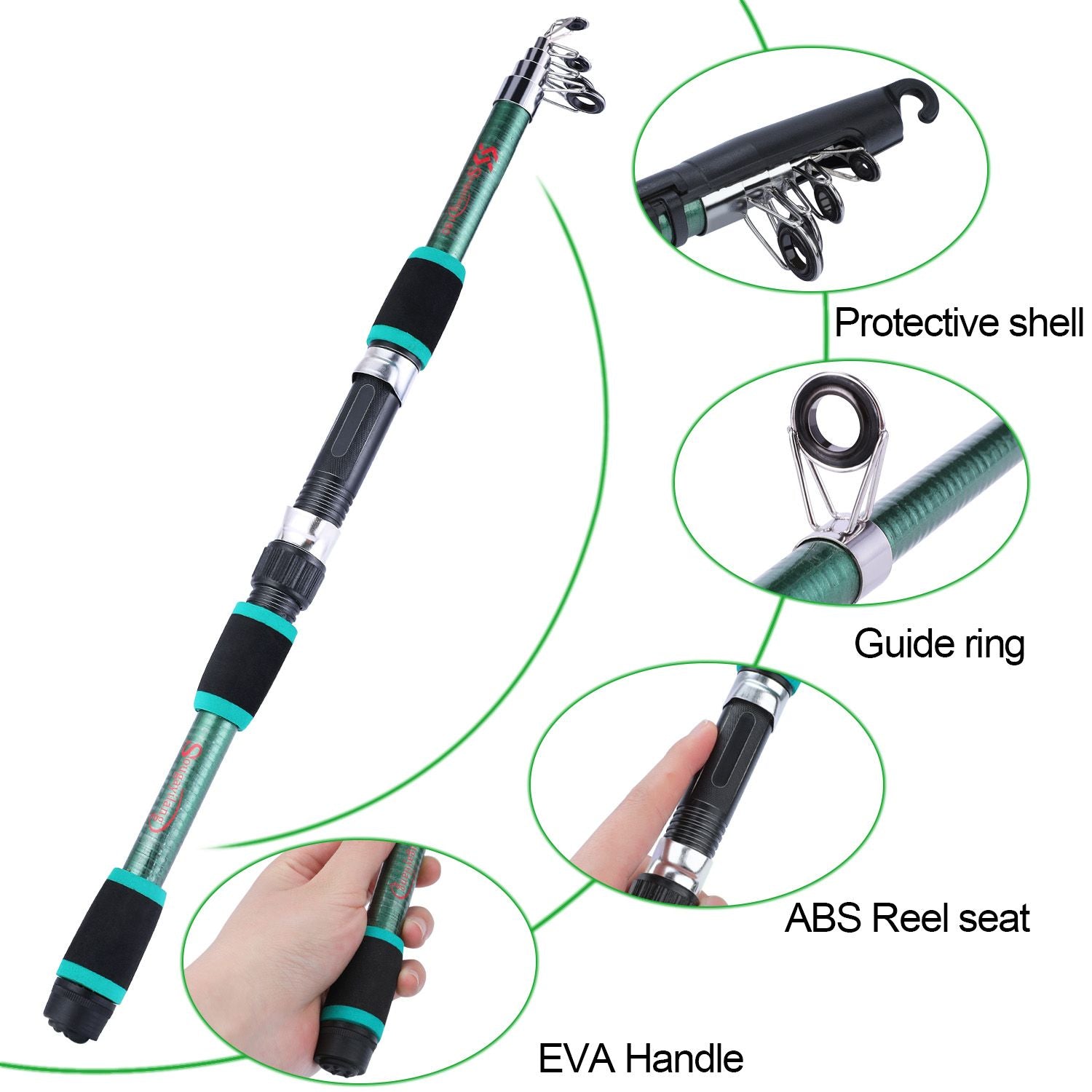 Sougayilang Travel Telescopic Fishing Rod Glass Fiber Fishing Pole - Discount Msrp 