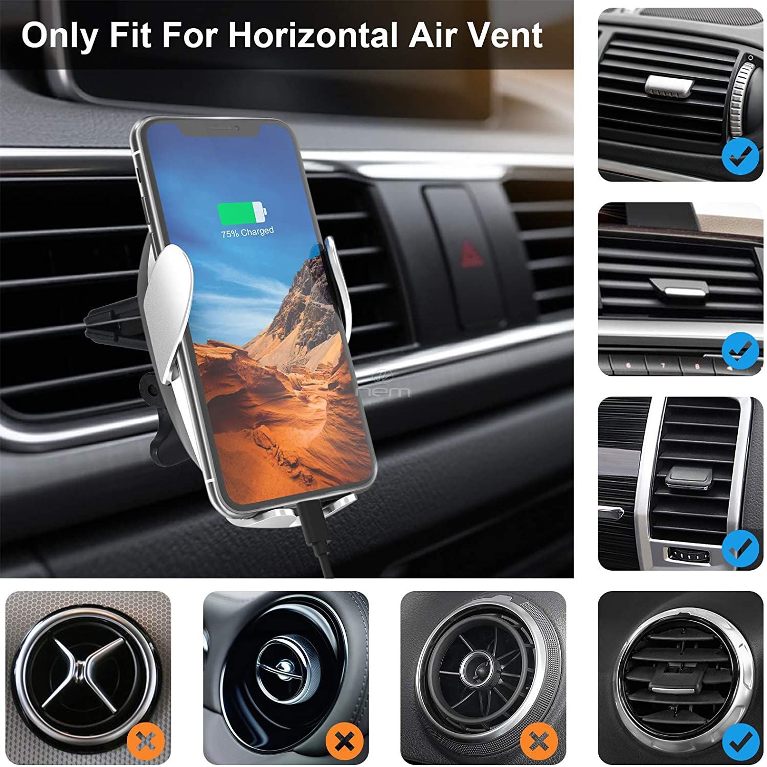Universal Wireless Car Phone Charger Mount Holder Automatic Clamping - Discount Msrp 