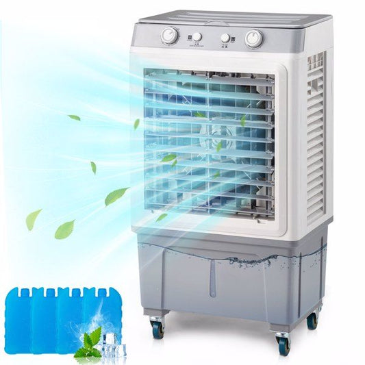 3 in 1 Portable Evaporative Cooler,Indoor,Outdoor,2353CFM Personal Air Cooler,7.9 Gal Large Water Tank & Scroll Casters, 4 Ice Packs,White, Manual control - Discount Msrp 