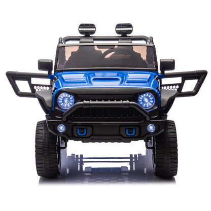 24V Two-Seater Kids Ride On Truck Car W/Parents Control,200w*2,Seat width 20.28in,Four-wheel Suspension,LED Lights,Music,MP3,Bluetooth,Two independent seat belts,Suitable for off-road For Kids Aged 3+ - Discount Msrp 