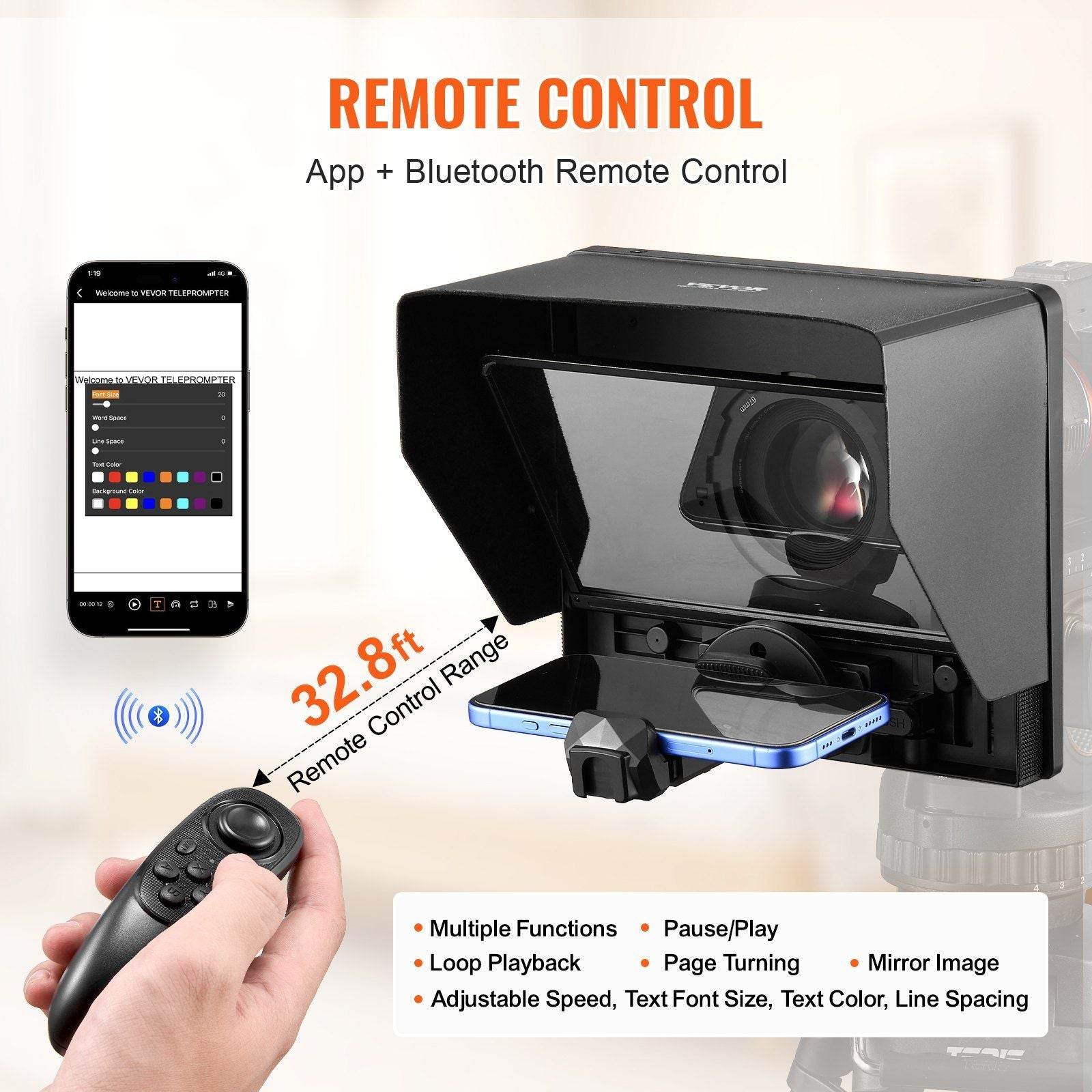 10'' Portable Teleprompter Remote for Webcam Smartphone Live Streaming - Discount Msrp 