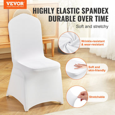 VEVOR Stretch Spandex Folding Chair Covers, Universal Fitted Chair Cover, Removable Washable Protective Slipcovers, for Wedding, Holiday, Banquet, Party, Celebration, Dining (50PCS White) - Discount Msrp 