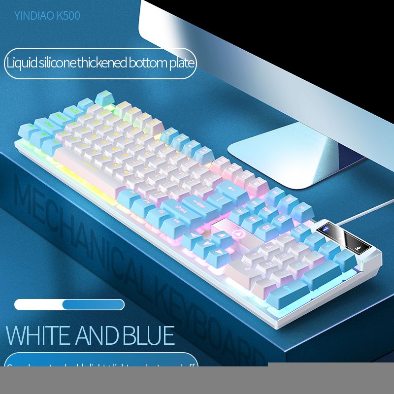 104 Keys Gaming Keyboard Wired Keyboard Color Matching Backlit Mechanical Feel Computer E-sports Peripherals for Desktop Laptop - Discount Msrp 