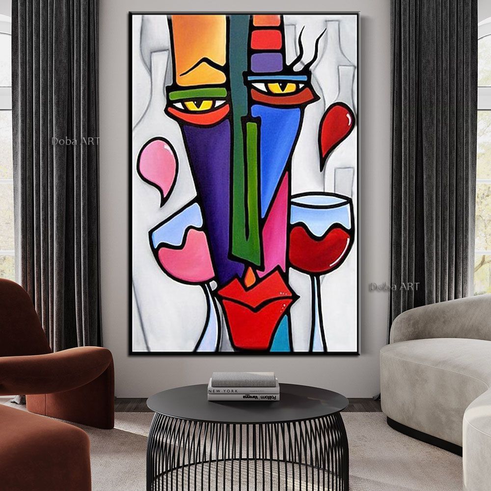 Handmade Picasso Abstract Figures Picture Blending In Face Wall Art Picture Handpainted Canvas Painting Living Room Decoration Home Living Room corridor bedroom luxurious adornment painting - Discount Msrp 
