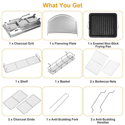 Foldable BBQ Grill Portable Charcoal Barbeque Grill Stainless Steel BBQ Grill For Picnic Camping Backyard Cooking - Discount Msrp 