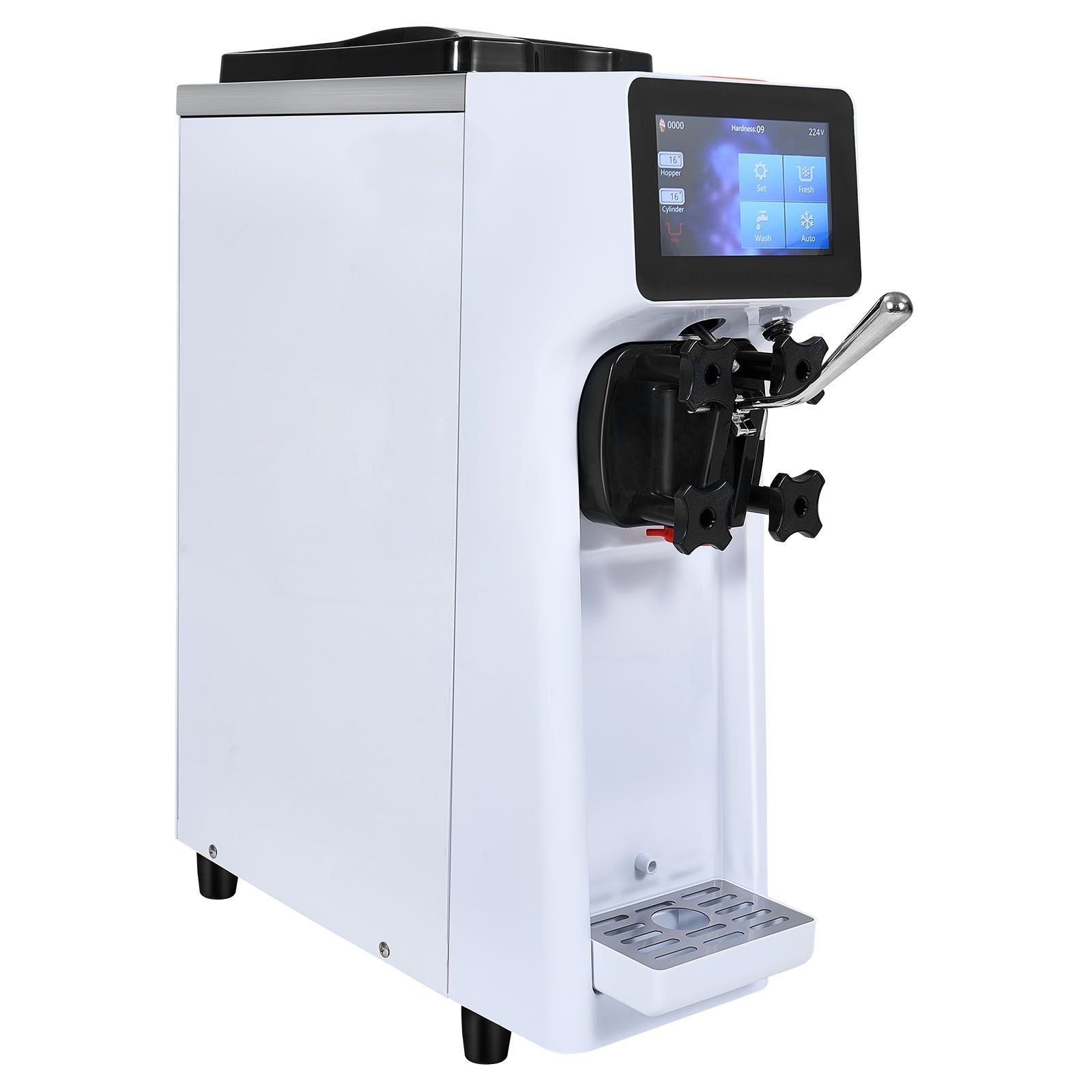 VEVOR Commercial Ice Cream Machine, 10.6 QT/H Yield, 1000W Single Flavor Countertop Soft Serve Ice Cream Maker, 4L Hopper 1.6L Cylinder, Touch Screen Auto Clean Pre-cooling, for Restaurant Snack Bar - Discount Msrp 