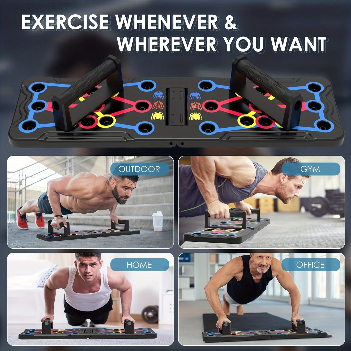 Push Up Board; Foldable Multi-Functional 20-In-1 Push Up Board; Chest Muscle Exercise Equipment For Men Women Fitness Training - Discount Msrp 