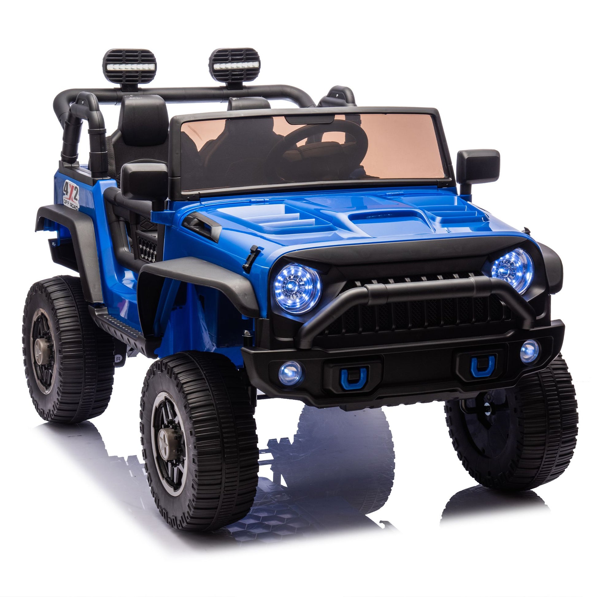 24V Two-Seater Kids Ride On Truck Car W/Parents Control,200w*2,Seat width 20.28in,Four-wheel Suspension,LED Lights,Music,MP3,Bluetooth,Two independent seat belts,Suitable for off-road For Kids Aged 3+ - Discount Msrp 