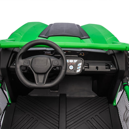 24V Two-seater Kids Ride On UTV w/Parents Control,20in seat width,400W Super high power,Four-wheel Suspension,Bluetooth,MP3,USB,LED Light,Horn,Rear storage space,Speeds 3.73-4.97MPH For Kids aged 3+. - Discount Msrp 