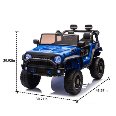 24V Two-Seater Kids Ride On Truck Car W/Parents Control,200w*2,Seat width 20.28in,Four-wheel Suspension,LED Lights,Music,MP3,Bluetooth,Two independent seat belts,Suitable for off-road For Kids Aged 3+ - Discount Msrp 