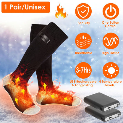 Electric Heated Socks for Men Women Battery Powered Heated Socks Rechargeable Feet Warmer with 4 Temperature Levels Indoor Outdoor Machine Washable - Discount Msrp 