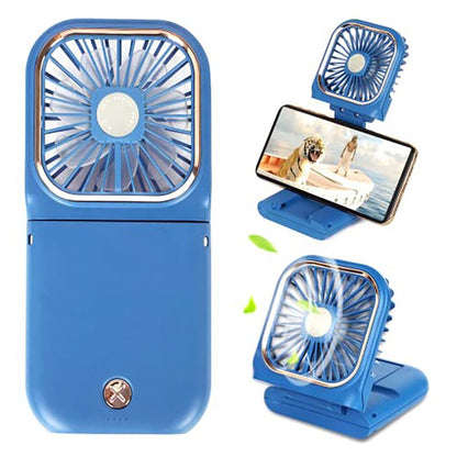 Handheld Portable Fan; Rechargeable Power Bank USB Mini Fan; Small Personal Fan With 3 Speeds; 3000 MAh Battery Operated Foldable Desk Fan; Neck Fan With Lanyard - Discount Msrp 
