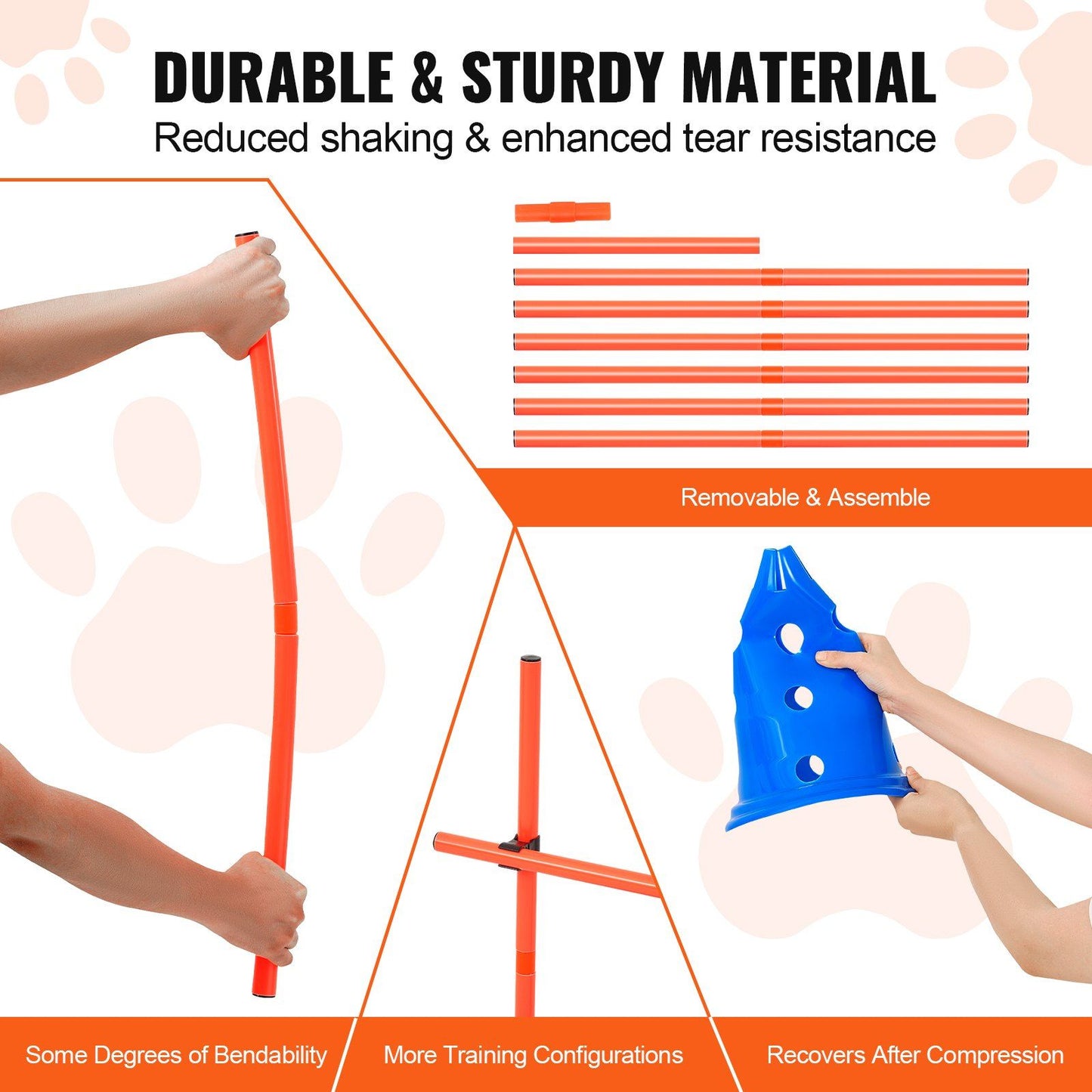 VEVOR Dog Agility Hurdle Cone Set 6 PCS Kit-12 xCones 6 xAgility Rods with Bag - Discount Msrp 