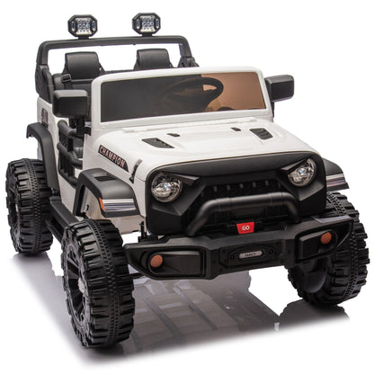 24V Two-seater Kids Ride On Electric Car W/parents control,Seat width 19.69in,400W motor,Four-wheel suspension,light&searchlight,USB,MP3,Bluetooth,Provide a speed of 1.86-4.35MPH for kids of 3+. - Discount Msrp 